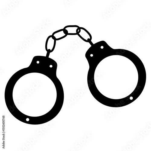 Black Open Handcuffs Vector- Police Handcuffs Law Enforcement Icon

