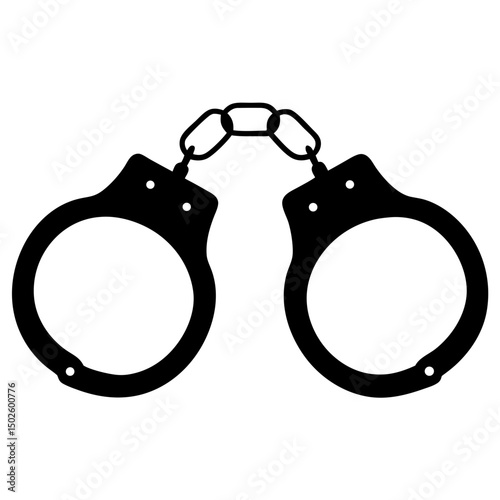 Black Open Handcuffs Vector- Police Handcuffs Law Enforcement Icon
