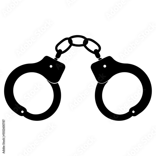 Black Open Handcuffs Vector- Police Handcuffs Law Enforcement Icon
