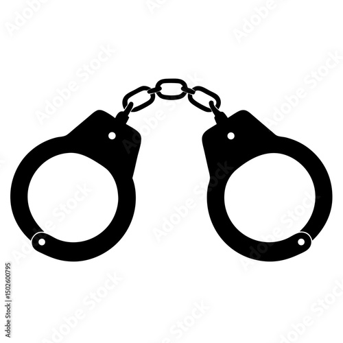 Black Open Handcuffs Vector- Police Handcuffs Law Enforcement Icon
