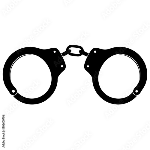 Black Open Handcuffs Vector- Police Handcuffs Law Enforcement Icon
