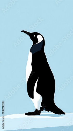 🔹 Minimal Penguin Elegance 🔹
A striking minimalist illustration of a proud penguin standing tall on a cool blue ice base. This artwork blends geometric simplicity with bold contrast, AI-generated  photo