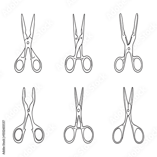 Hemostat surgical clamp line art medical tool vector