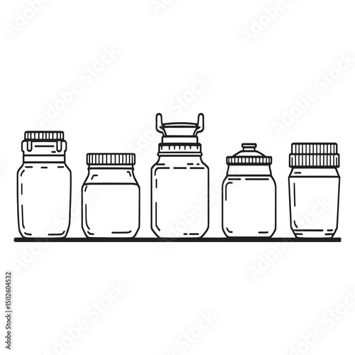 Hospital sharp needle disposal container simple line art
