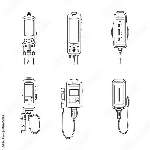 intravenous infusion pump simple line art medical tool