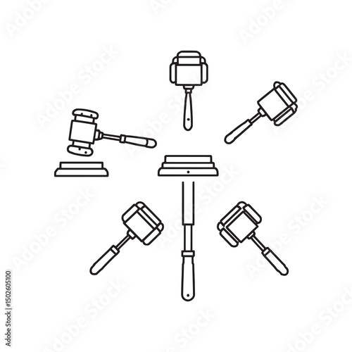 judges gavel simple line art vector illustration
