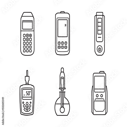 Laboratory ph meter line art vector illustration