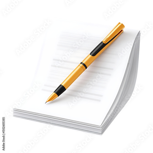 Notepad Pen Stationery Writing Office Supplies On Transparent Background