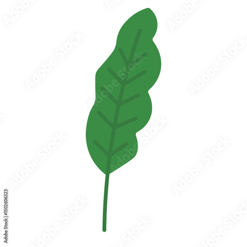Minimalist Tropical Leaf Icon Flat Green Botanical Elements