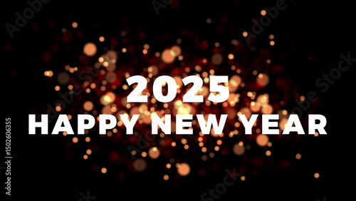 Happy New Year 2025 Countdown with Bokeh Background, Sparkles & Fireworks - Festive Celebration, Countdown Timer, New Year's Eve Party, 2025 Countdown Animation, Holiday Bokeh Lights 4K.