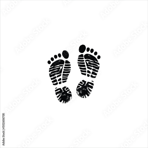 Vector logo footprint, shoe icon, sole imprint, minimalist vector logo black footsteps, walking symbol, track design, sneaker tread, path illustration