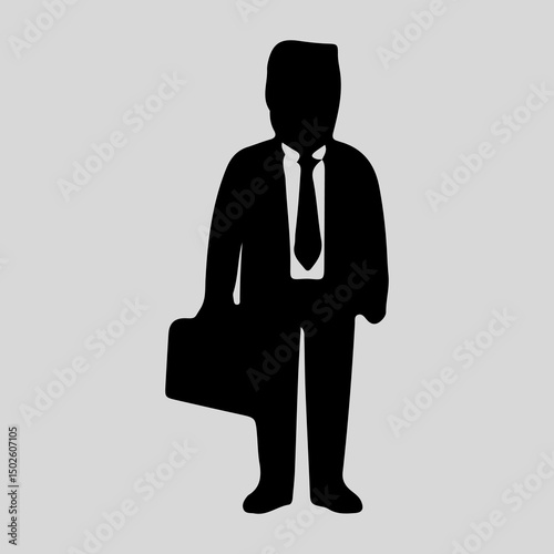 Silhouette of Businessman Carrying Briefcase Professional Corporate Image
