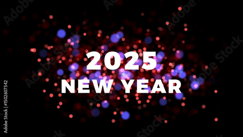 Happy New Year 2025 Countdown with Bokeh Background, Sparkles & Fireworks - Festive Celebration, Countdown Timer, New Year's Eve Party, 2025 Countdown Animation, Holiday Bokeh Lights 4K.