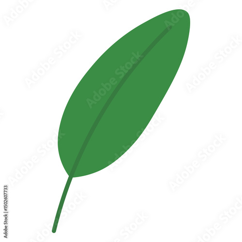 Minimalist Tropical Leaf Icon Flat Green Botanical Elements