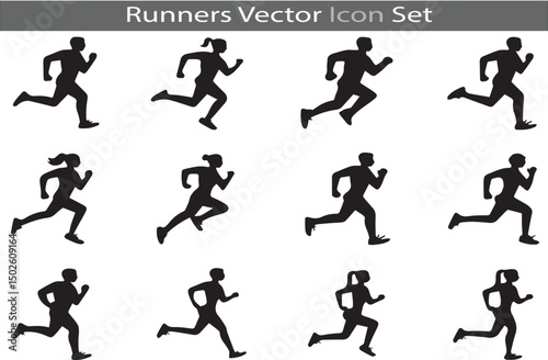 A Set of Runner silhouette icon collection vector illustration on a white background