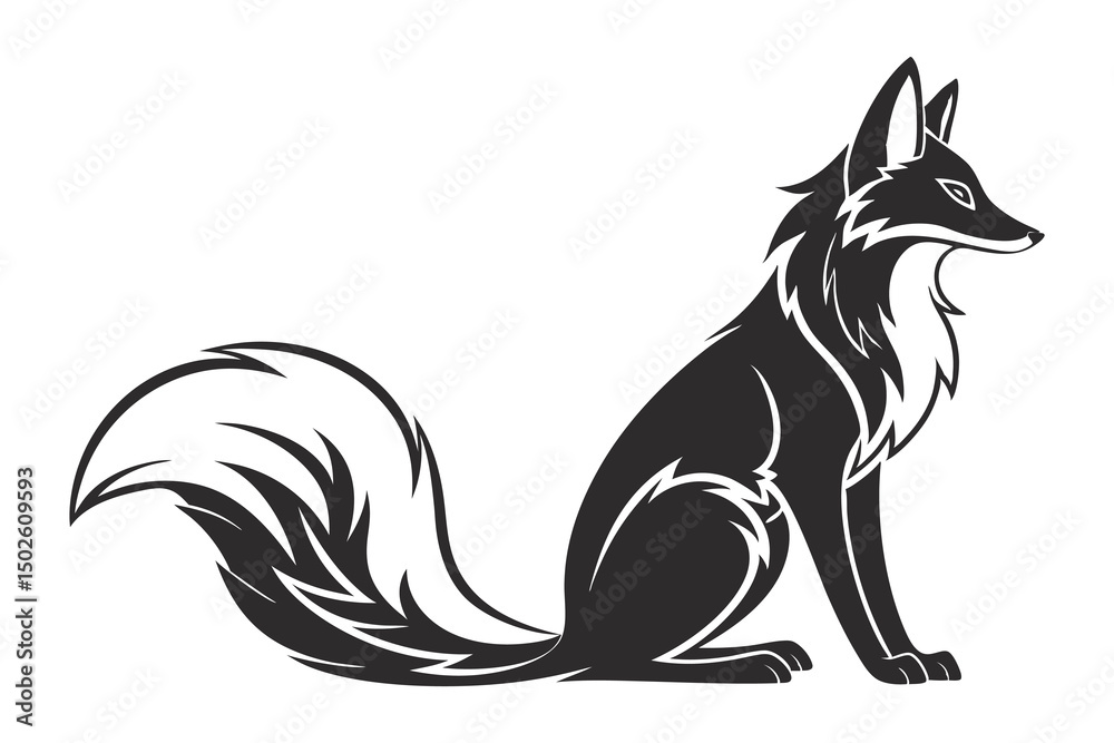 Obraz premium silhouette fox elegant profile view sitting