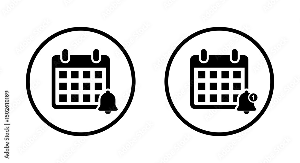 Obraz premium Calendar reminder icon on circle line. Date notification bell sign symbol
