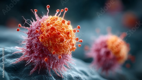 Close-up View of Immune Cells Demonstrating Response in Vaccinated Individuals Under Microscopy