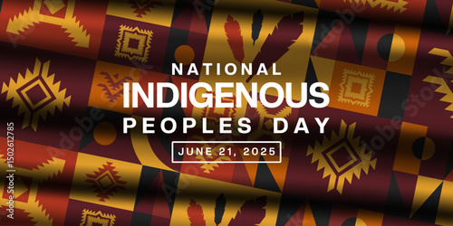 National Indigenous Peoples Day. Ornament. Suitable for posters, banners and social media. Black background.