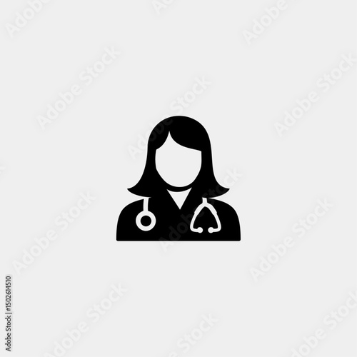 Female doctor icon logo flat vector design