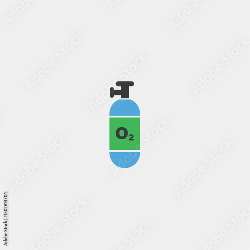 Oxygen cylinder icon logo flat vector design