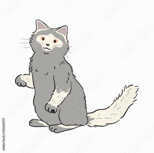 white gray cat vector