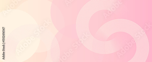 Abstract hafltone background. Minimalist banner background, pastel colorful, pink and yellow gradations. Circle effect style geometric, Modern circle lines pattern.