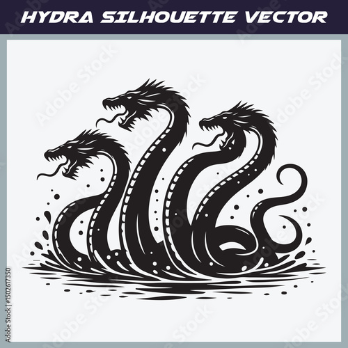 Mythical hydra silhouette vector illustration
