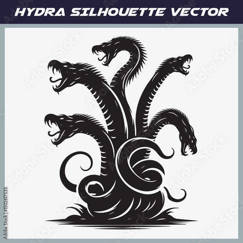 Mythical hydra silhouette vector illustration