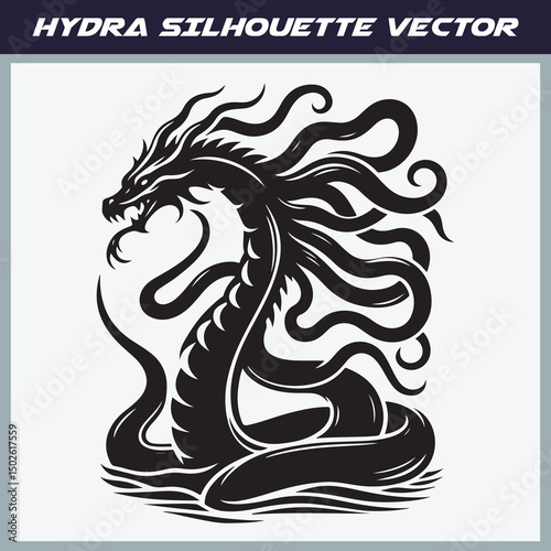 Mythical hydra silhouette vector illustration