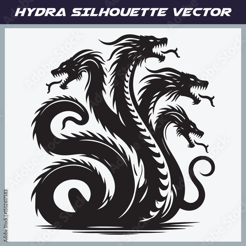 Mythical hydra silhouette vector illustration
