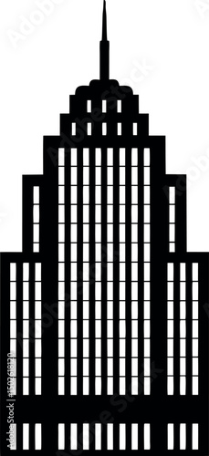 Silhouette of a classic art deco skyscraper with an intricate architectural design vector silhouette