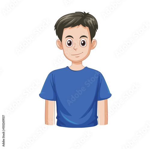 vector child looking forward blue shirt
