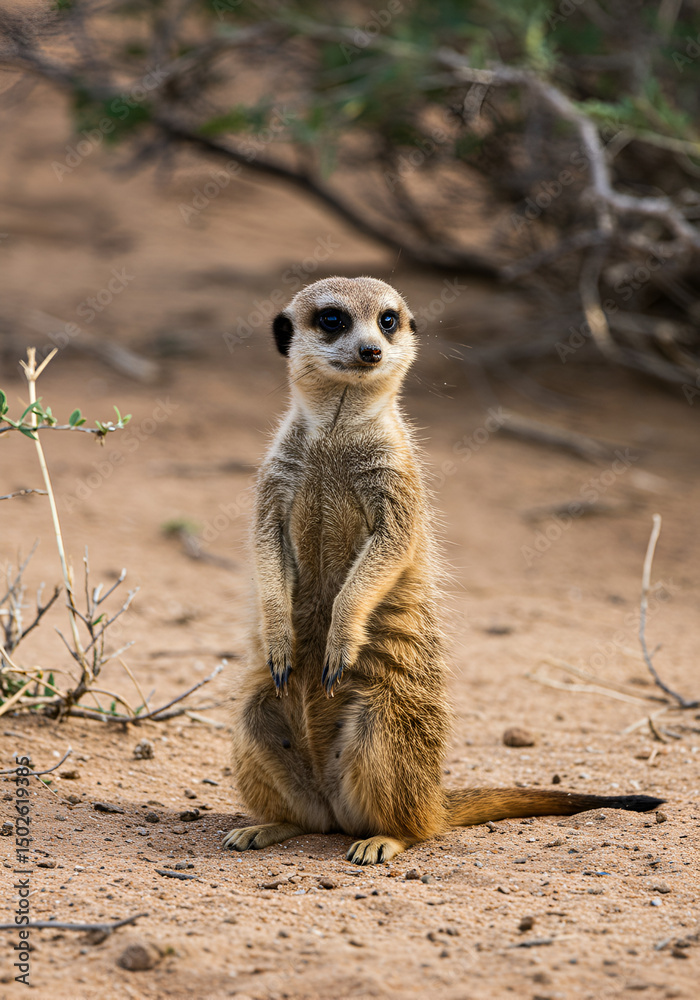 Fototapeta premium Alert meerkat in desert