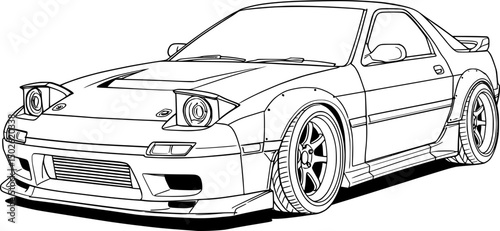 outline retro jdm sport car 