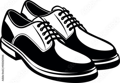 Elegant black and white wingtip shoes graphic artwork design vector illustration vector silhouette