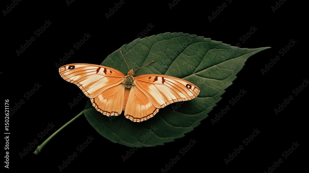 Obraz premium Butterfly resting on green leaf
