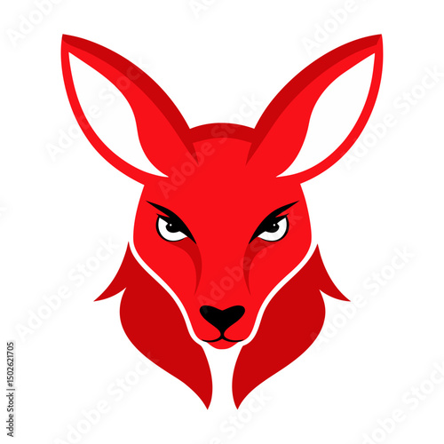 Red kangaroo head mascot logo vector art illustration