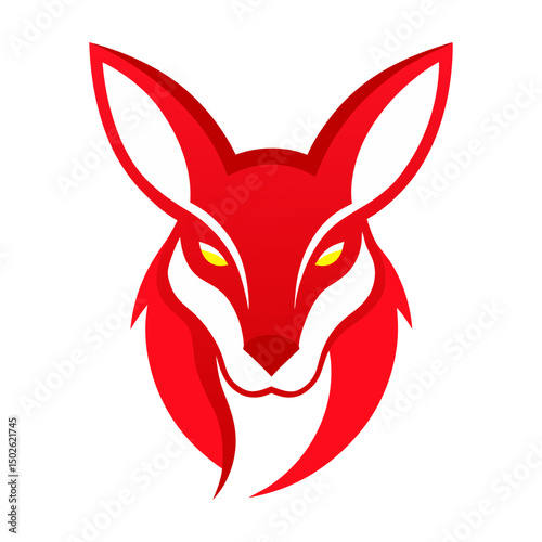 Red kangaroo head mascot logo vector art illustration