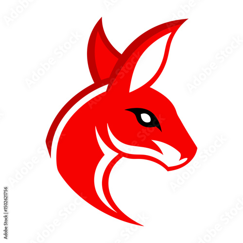 Red kangaroo head mascot logo vector art illustration