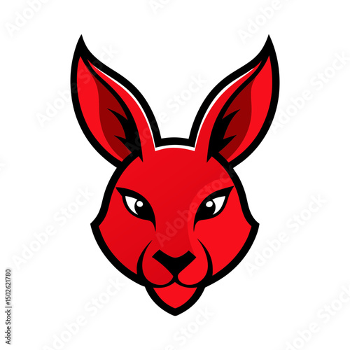 Red kangaroo head mascot logo vector art illustration