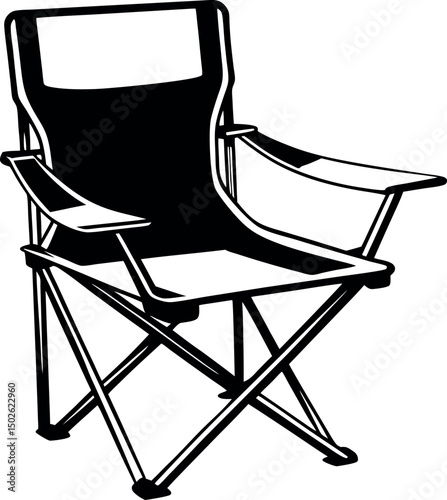 Monochrome Camping Chair Ready for Outdoor Relaxation and Adventure Graphic vector silhouette