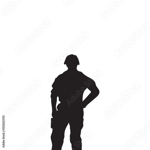 
Military Salute Silhouette Vector Young Man and Soldier Saluting Pose Illustration on White Background

