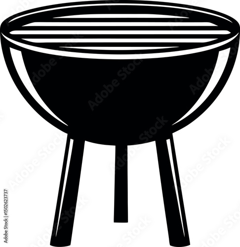Monochrome image depicting a charcoal barbecue grill, a symbol of outdoor cooking vector silhouette