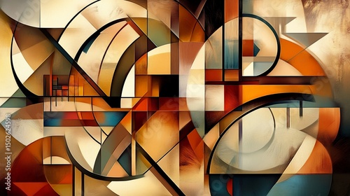 Abstract Geometric Composition in Warm Tones
