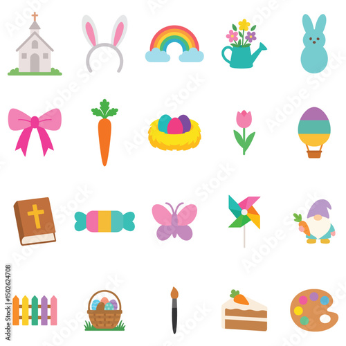 pack of Easter Illustration, Happy Easter Day Clipart, Easter Festival Cultural Holiday Design Sublimation
