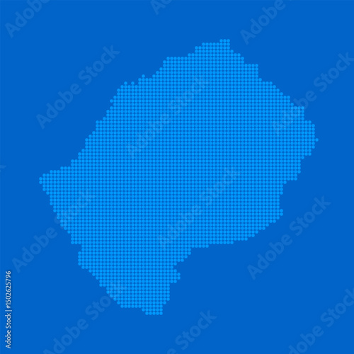 Blue halftone dot outline map background of Lesotho