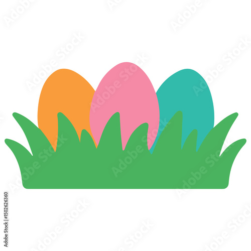 Easter Eggs in Grass Illustration, Happy Easter Day Clipart, Easter Festival Cultural Holiday Design Sublimation
