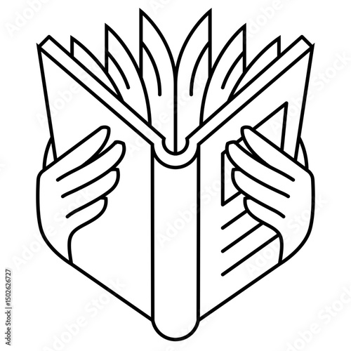 Outline Reading Icon, Book and Study Concept