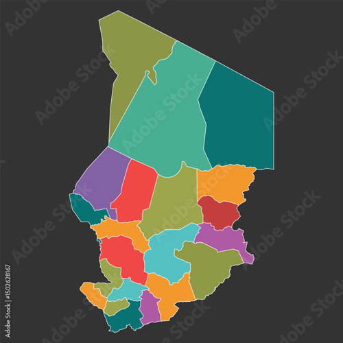 Chad Full Color Map Black Background